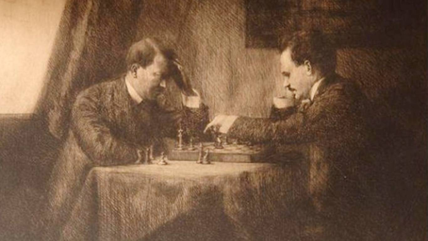 Игра в шахматы — Ленин с Гитлером — Вена 1909